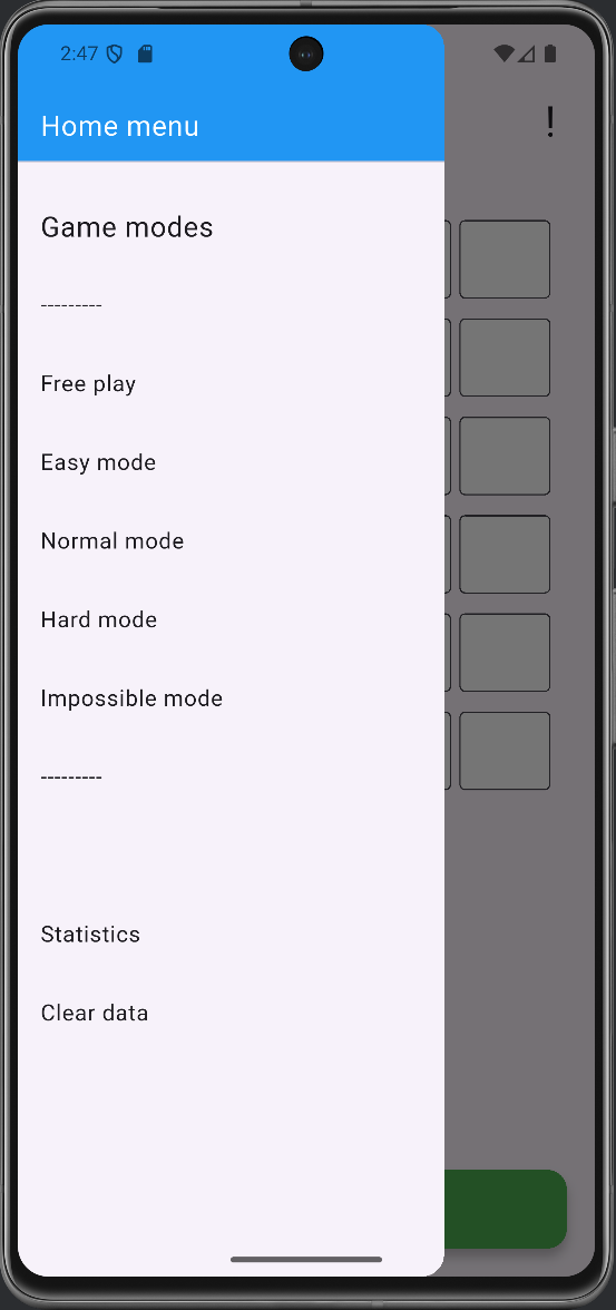 FiveWords difficulty settings