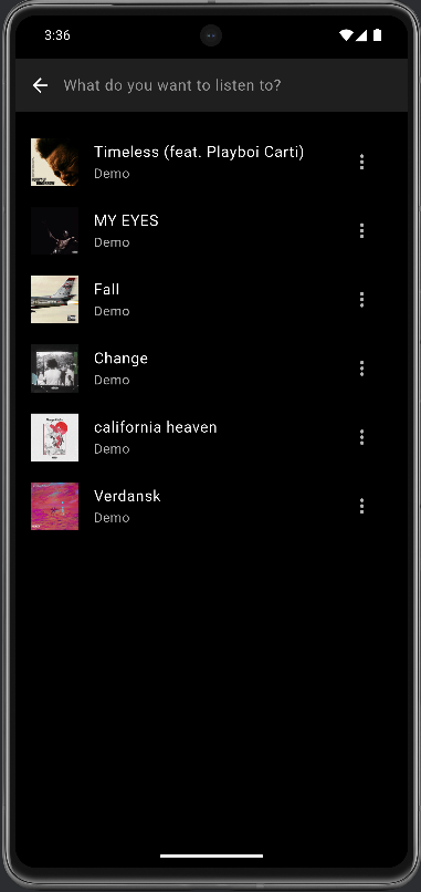 Spotofy playlist view