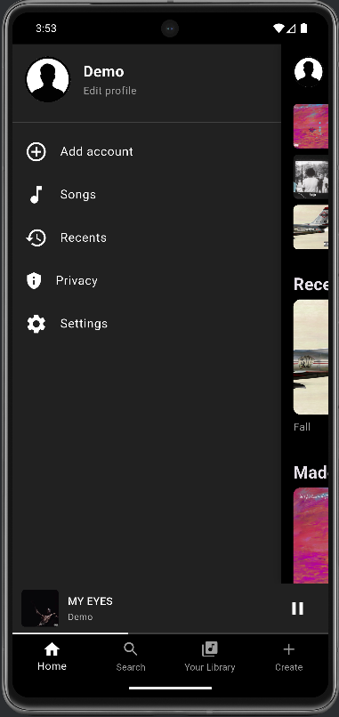 Spotofy main interface