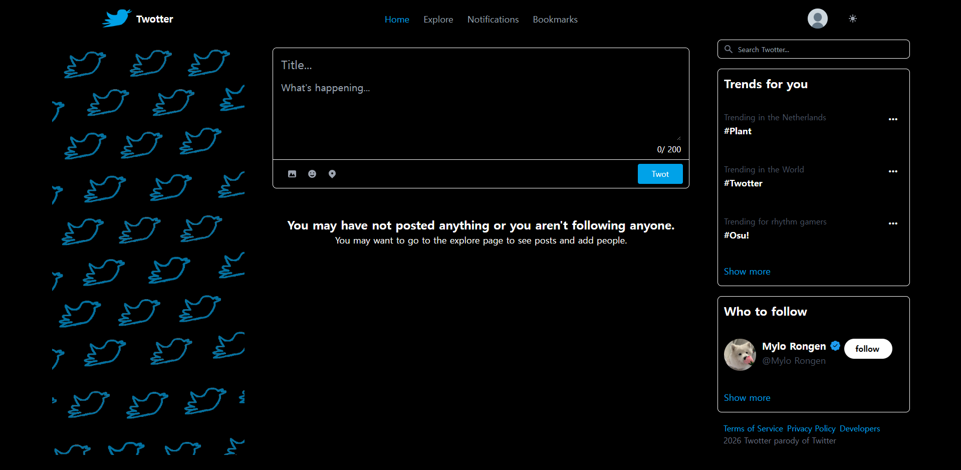 Twotter post interaction