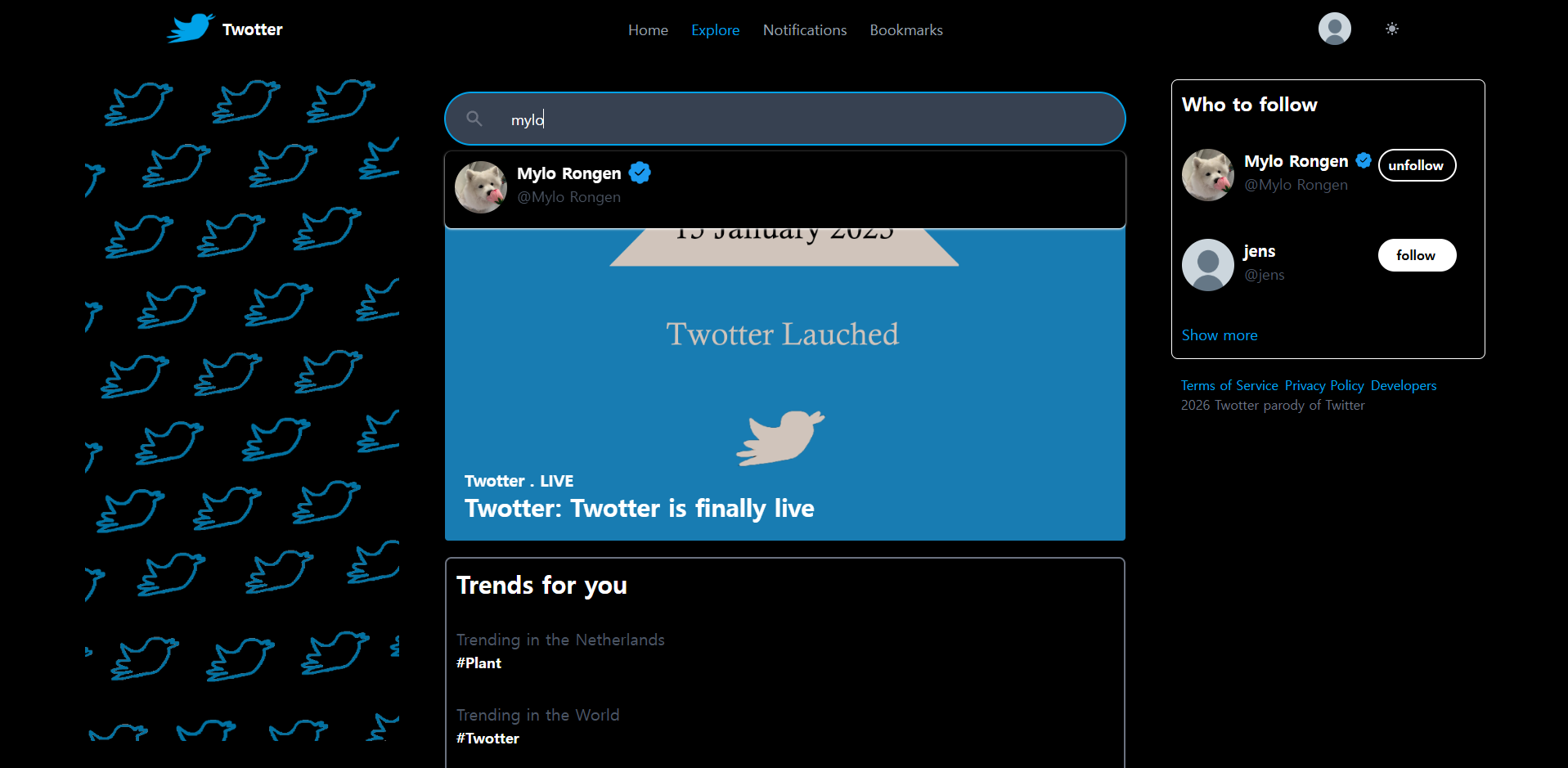 Twotter post interaction